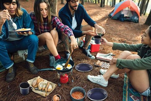 10" Enamel Camping Plates - 4 Pack Metal Camping Plates with Blue Enamel Finish - For Camping, Hiking & Picnics in Saudi Arabia