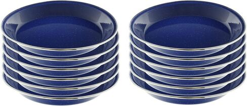 10" Enamel Camping Plates - 12 Pack Metal Camping Plates with Blue Enamel Finish - For Camping, Hiking & Picnics in Saudi Arabia