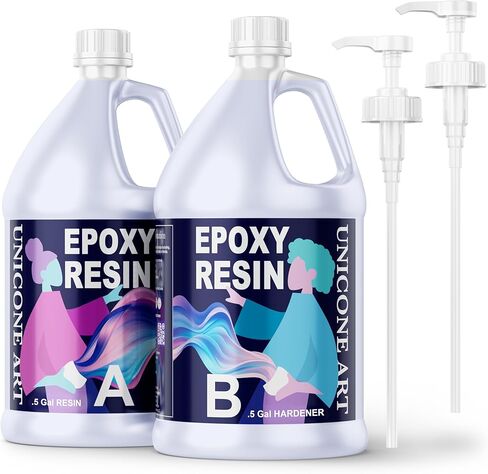 Resin Epoxy Craft Kit 2 Gallons Epoxy Resin Kit (1 Gal Resin + 1 Gal Hardener) High Gloss UV Resistant Odor-Free Art Resin, BPA-Free and Non-Toxic Crystal Clear Formula 2 Gallons in Saudi Arabia