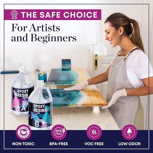 Resin Epoxy Craft Kit 2 Gallons Epoxy Resin Kit (1 Gal Resin + 1 Gal Hardener) High Gloss UV Resistant Odor-Free Art Resin, BPA-Free and Non-Toxic Crystal Clear Formula 2 Gallons in Saudi Arabia