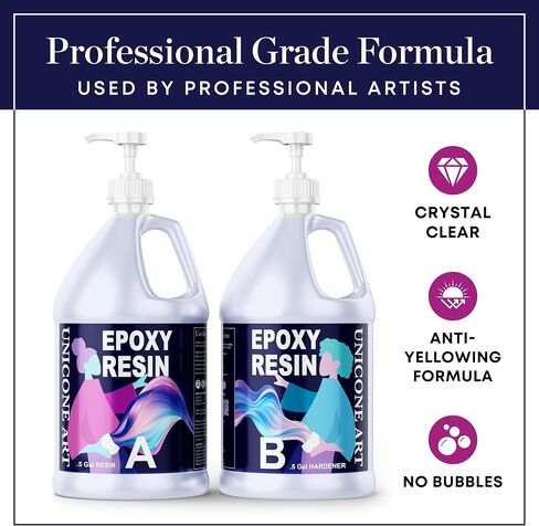 Resin Epoxy Craft Kit 2 Gallons Epoxy Resin Kit (1 Gal Resin + 1 Gal Hardener) High Gloss UV Resistant Odor-Free Art Resin, BPA-Free and Non-Toxic Crystal Clear Formula 2 Gallons in Saudi Arabia