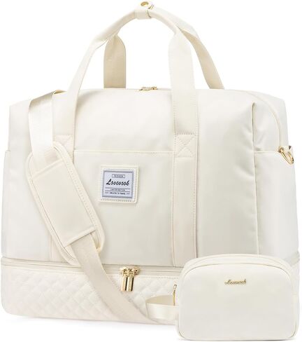 حقيبة سفر من LOVEVOOK، حقائب عطلة نهاية الأسبوع مقاس 18 بوصة للنساء مع حجرة للأحذية، حقيبة حمل سعة 35 لترًا طوال الليل مع حقيبة أدوات الزينة، وحقيبة من القماش الخشن للصالة الرياضية مع جيب مبلل، وحقائب مستشفى للعمل والتسليم in Kuwait