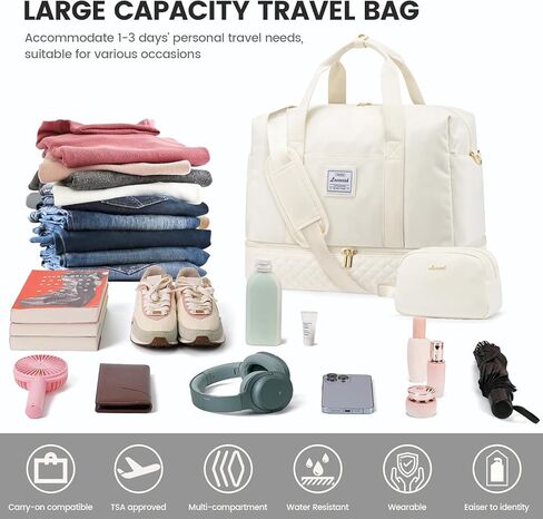 حقيبة سفر من LOVEVOOK، حقائب عطلة نهاية الأسبوع مقاس 18 بوصة للنساء مع حجرة للأحذية، حقيبة حمل سعة 35 لترًا طوال الليل مع حقيبة أدوات الزينة، وحقيبة من القماش الخشن للصالة الرياضية مع جيب مبلل، وحقائب مستشفى للعمل والتسليم in Kuwait