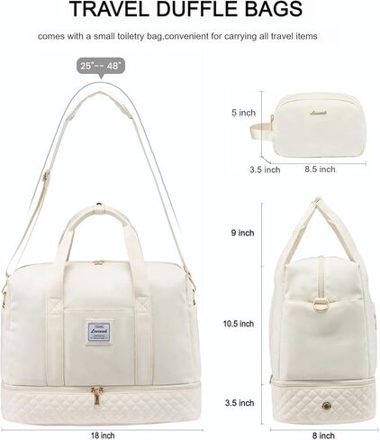 حقيبة سفر من LOVEVOOK، حقائب عطلة نهاية الأسبوع مقاس 18 بوصة للنساء مع حجرة للأحذية، حقيبة حمل سعة 35 لترًا طوال الليل مع حقيبة أدوات الزينة، وحقيبة من القماش الخشن للصالة الرياضية مع جيب مبلل، وحقائب مستشفى للعمل والتسليم in Kuwait