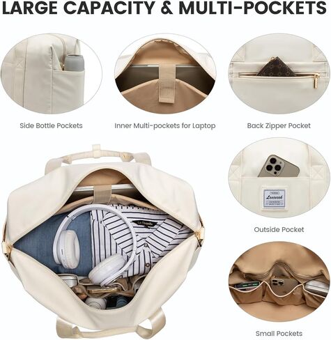 حقيبة سفر من LOVEVOOK، حقائب عطلة نهاية الأسبوع مقاس 18 بوصة للنساء مع حجرة للأحذية، حقيبة حمل سعة 35 لترًا طوال الليل مع حقيبة أدوات الزينة، وحقيبة من القماش الخشن للصالة الرياضية مع جيب مبلل، وحقائب مستشفى للعمل والتسليم in Kuwait