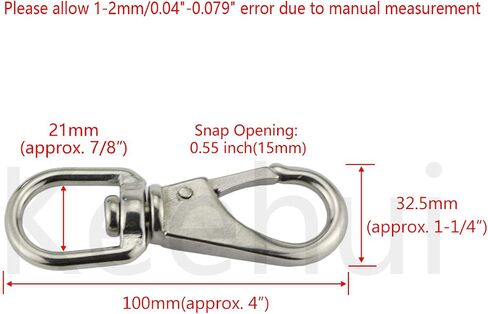 Keehui الفولاذ المقاوم للصدأ 304 خطاف دوار العين Size1 #(M5)/2 #(M6)/3 #(M7) مقاطع البحرية العلم المفاجئة الربيع أبازيم للحيوانات الأليفة in Kuwait
