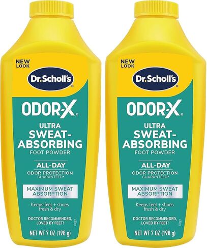 Dr. Scholl's ULTRA-SWEAT ABSORBING FOOT POWDER, 7 oz // Maximum Sweat Absorption, All-Day Odor Protection, Keeps Feet Fresh & Dry - Pack of 2 in Saudi Arabia