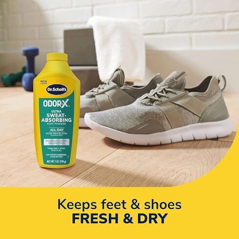 Dr. Scholl's ULTRA-SWEAT ABSORBING FOOT POWDER, 7 oz // Maximum Sweat Absorption, All-Day Odor Protection, Keeps Feet Fresh & Dry - Pack of 2 in Saudi Arabia