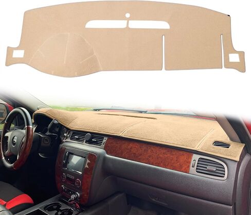 Dashboard Cover Dash Mat Fit for 2007-2014 Chevy Chevrolet Tahoe Suburban,2007-13 Chevy Avalanche Silverado 1500 2500 3500 LTZ /2007-13 GMC Sierra SLT Denali,2007-14 GMC Yukon XL (Beige) in Saudi Arabia