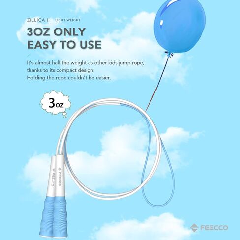 FEECCO Kids Jump rope, Fast and Lightweight Speed Jump Rope, 9ft Adjustable Rope with Silicone Grip, Suitable for Toddlers, Young Kids and Women… in Saudi Arabia