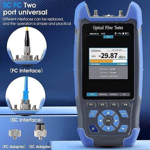 OTDR A-900D UPC Interface 9 في 1 جهاز اختبار الألياف البصرية متعدد الوظائف 60KM 24/22dB مع محول SC/FC/ST/LC مدمج OPM OLS 1310 1550nm LED RJ45 Tester VFL 10km in Saudi Arabia