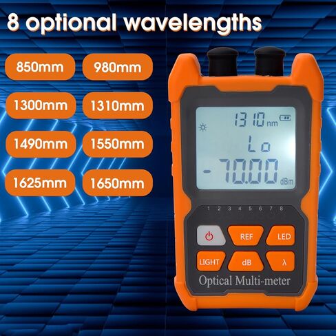 جهاز اختبار الألياف الضوئية المحمول، جهاز قياس طاقة ضوء الألياف FC/SC/ST، واجهة عالمية -70~+6 ديسيبل ميلي واط، محدد موقع الأخطاء البصري المدمج بقدرة 2 ميجاوات (OPM&VFL) مع محول FC إلى LC قطعة واحدة in Kuwait