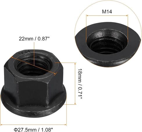 uxcell M14 Flange Hex Nuts, 2pcs Grade 8.8 Carbon Steel Black Oxide Finished Hex Flange Nuts for Machinery in Saudi Arabia