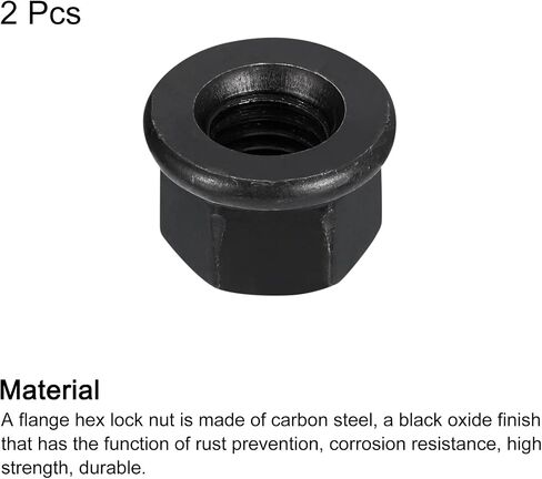 uxcell M14 Flange Hex Nuts, 2pcs Grade 8.8 Carbon Steel Black Oxide Finished Hex Flange Nuts for Machinery in Saudi Arabia