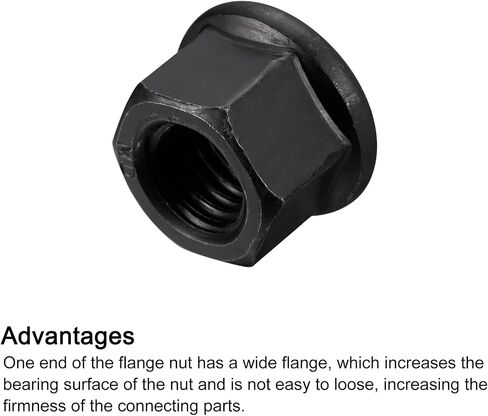 uxcell M14 Flange Hex Nuts, 2pcs Grade 8.8 Carbon Steel Black Oxide Finished Hex Flange Nuts for Machinery in Saudi Arabia