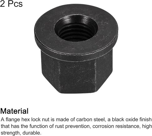 uxcell M14 Flange Hex Nuts, 2pcs Grade 8.8 Carbon Steel Black Oxide Finished Hex Flange Nuts for Machinery in Saudi Arabia
