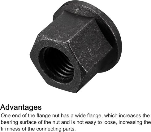 uxcell M14 Flange Hex Nuts, 2pcs Grade 8.8 Carbon Steel Black Oxide Finished Hex Flange Nuts for Machinery in Saudi Arabia