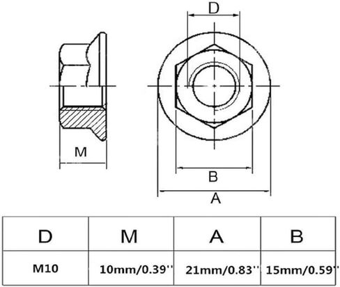 8 pcs 304 Stainless Steel Hexagonal Flange Nuts 10mm Flange nut with 1.25 Metric Pitch M10 x 1.25mm Pitch Metric fine Pitch Flange Nuts(M10) in Saudi Arabia