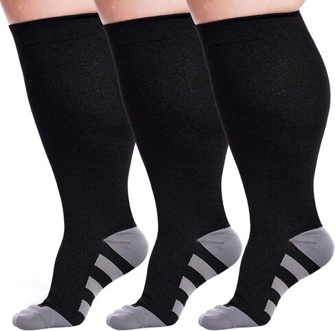 Neoviancia حجم كبير جوارب ضغط للنساء الرجال واسعة العجل 15-20 mmhg الركبة دعم جوارب ضغط للممرضات الجري in Kuwait