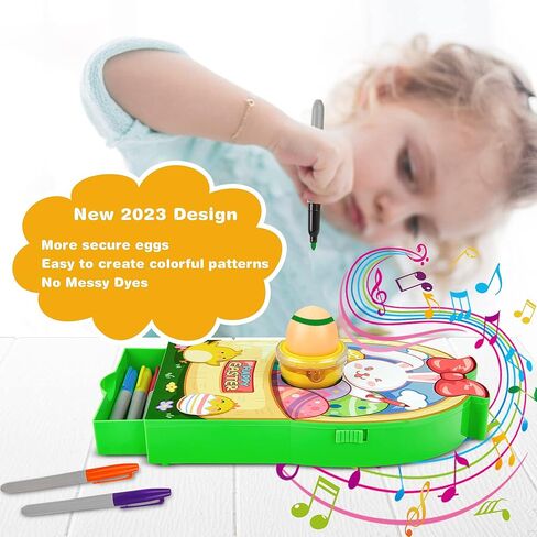 مجموعة تزيين بيضة عيد الفصح، طقم صبغ بيضة عيد الفصح اللطيف على شكل أرنب DIY، مجموعة الفنون والحرف اليدوية مع آلة تزيين، أقلام تلوين غير سامة، بيض بلاستيكي وملصقات هدايا عيد الفصح للأطفال in Kuwait