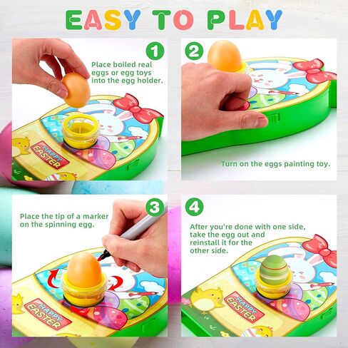 مجموعة تزيين بيضة عيد الفصح، طقم صبغ بيضة عيد الفصح اللطيف على شكل أرنب DIY، مجموعة الفنون والحرف اليدوية مع آلة تزيين، أقلام تلوين غير سامة، بيض بلاستيكي وملصقات هدايا عيد الفصح للأطفال in Kuwait