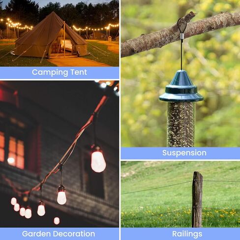 Wire Rope, Black Vinyl Coated Steel Cable, Stainless Steel Wire Cable with 30Pcs Crimping Sleeves, Guide Wire for Outdoor String Lights, 1/16" Overmolded to 3/32", 7x7 Construction(100FT) in Saudi Arabia