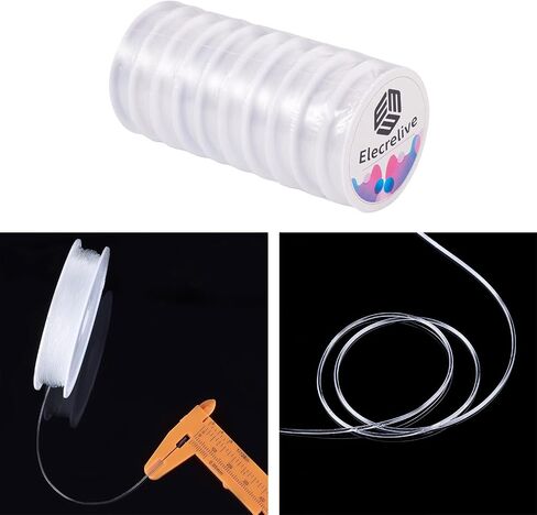 Elecrelive 0.4mm Clear Elastic Stretch Crystal Thread String Cord for Jewelry Making and Craft Bracelet Beads Thread Making DIY Necklace Making 10m/roll Total 10 Rolls in Kuwait
