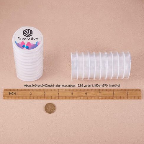 Elecrelive 0.4mm Clear Elastic Stretch Crystal Thread String Cord for Jewelry Making and Craft Bracelet Beads Thread Making DIY Necklace Making 10m/roll Total 10 Rolls in Kuwait