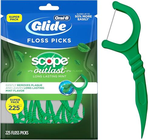 Oral-B Glide with Scope Outlast Dental Floss Picks, Mint, 225 Picks in Saudi Arabia