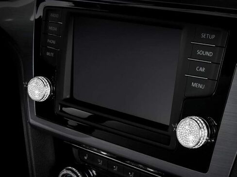 Audio Volume Knob Cover Compatible with Volkswagen VW Bling Accessories Atlas Tiguan Jetta Passat Car Bling for Women (Silver) in Saudi Arabia