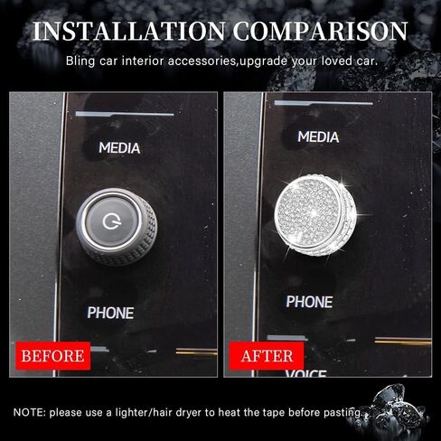 Audio Volume Knob Cover Compatible with Volkswagen VW Bling Accessories Atlas Tiguan Jetta Passat Car Bling for Women (Silver) in Saudi Arabia