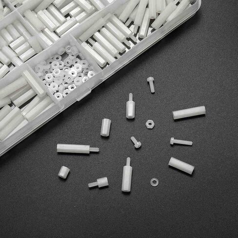 Litorange 320PCS M2.5 Male Female Nylon Hex Spacer Standoff Screw Nut Threaded Pillar PCB Motherboard Assorted Assortment Kit (White) in Saudi Arabia