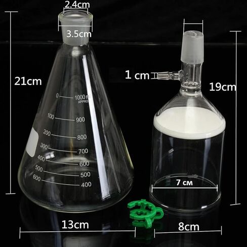 طقم ترشيح مرشح شفط زجاجي 1000 مل دورق مخروطي 250 مل قمع بوشنر (250/1000 مل) in Kuwait