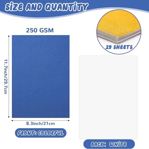29 ورقة من ورق البطاقات اللامع، 29 لونًا A4 ورق لامع ممتاز للحرف اليدوية وسجلات القصاصات والمشروعات اليدوية 250 جرامًا لكل متر مربع in Kuwait