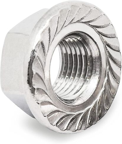 M12 x 1.5mm 304 Stainless Steel Serrated Flange Hex Lock Nuts,Non-Slip Lock Flange Nuts(10pcs) in Saudi Arabia