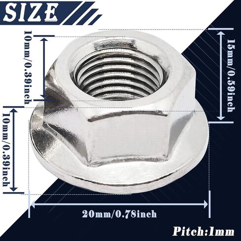 M12 x 1.5mm 304 Stainless Steel Serrated Flange Hex Lock Nuts,Non-Slip Lock Flange Nuts(10pcs) in Saudi Arabia