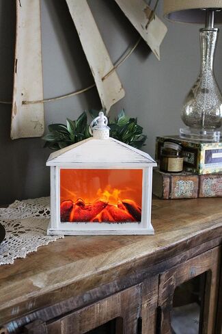 A Cheerful Giver – Bronze Flameless Fireplace Lantern – Indoor/Outdoor Fire Lamp – Fall and Winter Decor in Saudi Arabia
