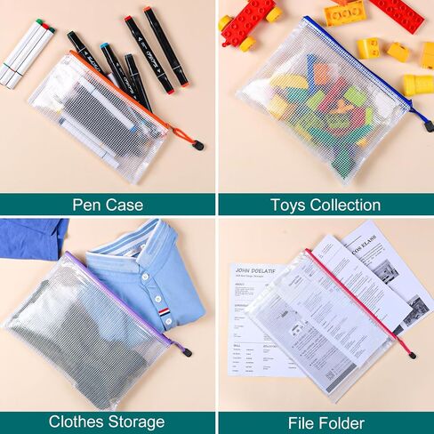 Zipper Pouches for organizing, 30 pcs Zipper Bags for Document Organizer for Office Supplies, 8 Sizes Waterproof Plastic Zipper Pouches for Multiple Usage, 9 Colors in Saudi Arabia