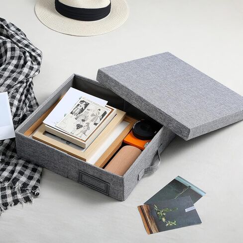 Linen Scrapbook Storage Box Photo Storage Boxes,14.6 '' x 13 '' x 4 '',Gray,Document Letter Box, Photo Box for Storage (3) in Kuwait