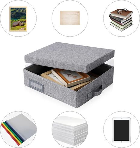 Linen Scrapbook Storage Box Photo Storage Boxes,14.6 '' x 13 '' x 4 '',Gray,Document Letter Box, Photo Box for Storage (3) in Kuwait