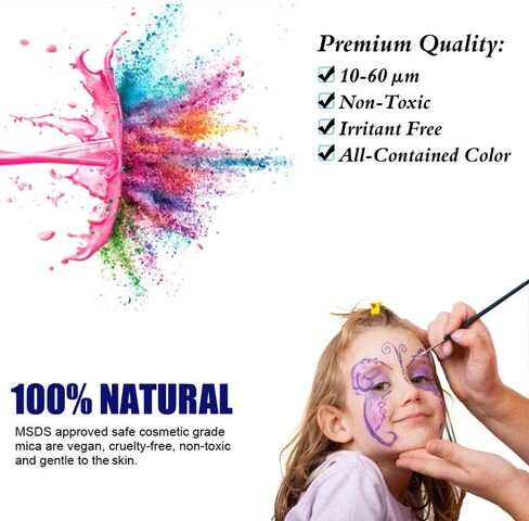 HEMOER Pigment Powder 24 Color-240g Epoxy Resin Mica Powder with Pearl for Bath Bombs Soap Colorant, Resin Art Crafts, Slime, Paint, Candle, Nail Polish, Natural Makeup Dye (10g/0.35oz Each Bottle) in Kuwait