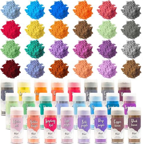Mica Powder Wenida 24 Colors 7g/Jar Shake Jar Cosmetic Grade Resin Colorant Craft Pigment for Soap Candle Making Epoxy Resin Slime Dye Art Makeup in Saudi Arabia