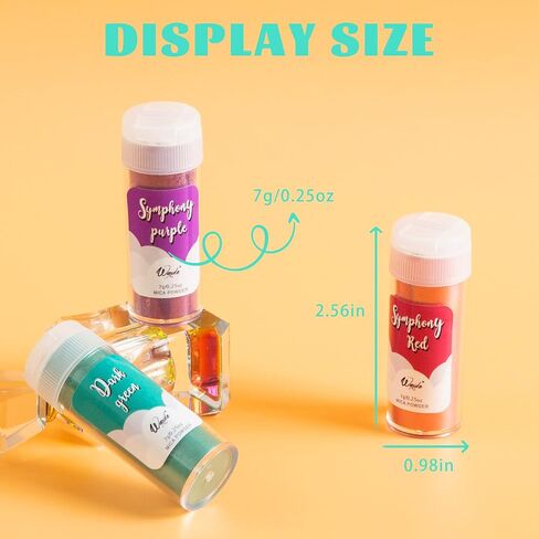 Mica Powder Wenida 24 Colors 7g/Jar Shake Jar Cosmetic Grade Resin Colorant Craft Pigment for Soap Candle Making Epoxy Resin Slime Dye Art Makeup in Saudi Arabia
