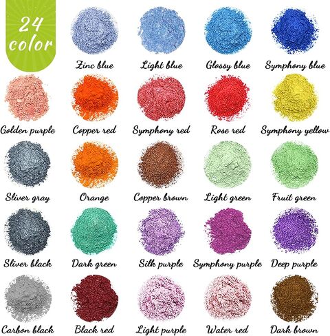 Mica Powder Wenida 24 Colors 7g/Jar Shake Jar Cosmetic Grade Resin Colorant Craft Pigment for Soap Candle Making Epoxy Resin Slime Dye Art Makeup in Saudi Arabia