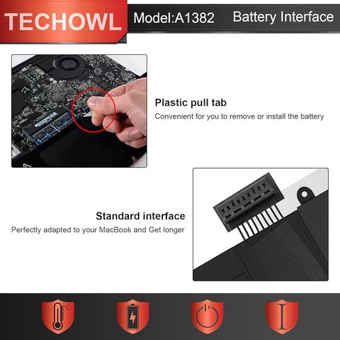 بطارية بديلة A1382 A1286 لجهاز MacBook Pro 15 بوصة (أوائل/أواخر 2011، إصدار منتصف 2012) مناسبة لبطارية MacBookPro8,2 9,1 A1286 [10.95V/77.5Wh] in Kuwait