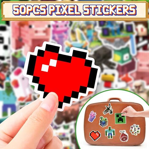 110 Pixel Party Favors Birthday Party Supplies Button Pins Straws Silicone Bracelets Keychains Stickers Goodie Bag Stuffer Toy Prize Pinata Filler Miner Themed Party Favors for Kids Boys Girls in Kuwait