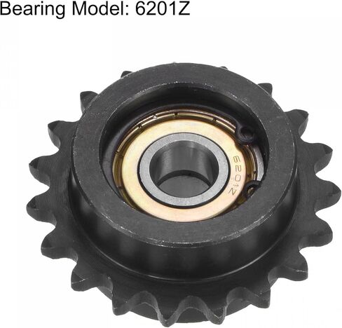 uxcell #35 Chain Idler Sprocket, 12mm Bore 3/8" Pitch 18 Tooth Tensioner, Black Oxide Finished C45 Carbon Steel with Insert Double Bearing for ISO 06C Chains in Kuwait