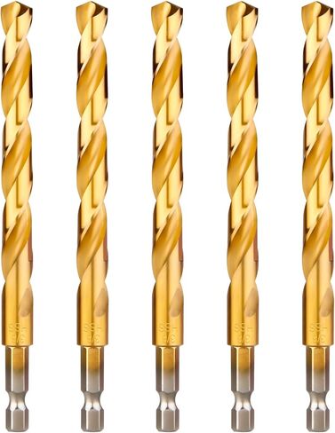Hex Shank Drill Bits - Set of 10Pcs, 3/16 Inch Premium 4341 HSS Titanium Impact Hex Drill Bits for Wood, Steel, Metal, Plastic, Quick Change Design in Saudi Arabia