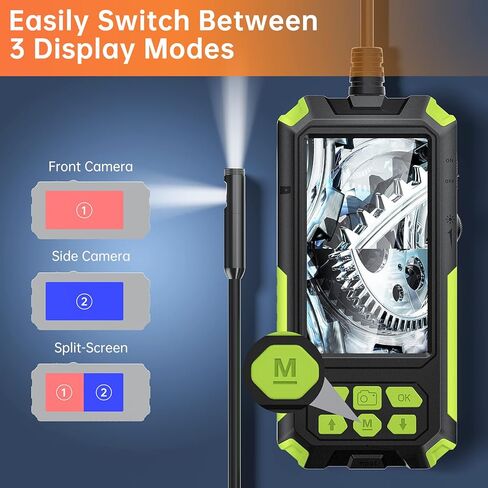 7.9mm Dual Lens Endoscope Borescope ILIHOME Inspection Camera with 4.5" IPS Screen IP68 Waterproof Endoscope Camera with 8+1 LED Lights Snake Plumbing Camera with 16.5FT Cable 32G TF Card, Travel Case in Saudi Arabia
