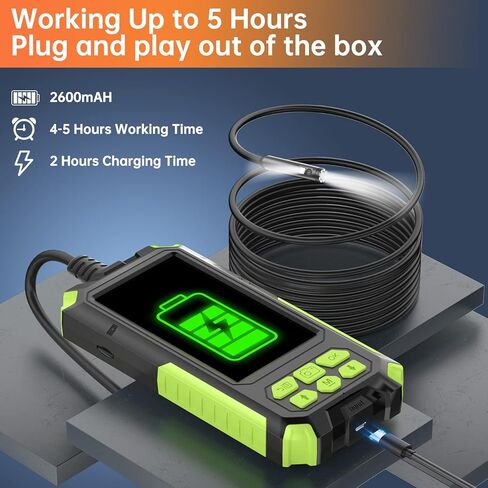 7.9mm Dual Lens Endoscope Borescope ILIHOME Inspection Camera with 4.5" IPS Screen IP68 Waterproof Endoscope Camera with 8+1 LED Lights Snake Plumbing Camera with 16.5FT Cable 32G TF Card, Travel Case in Saudi Arabia